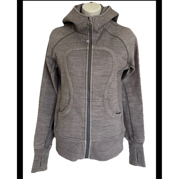Lululemon Scuba Hoodie II Full Zip 6 Slate Gray Cotton Fleece Thumbholes W4A62S - Picture 9 of 16